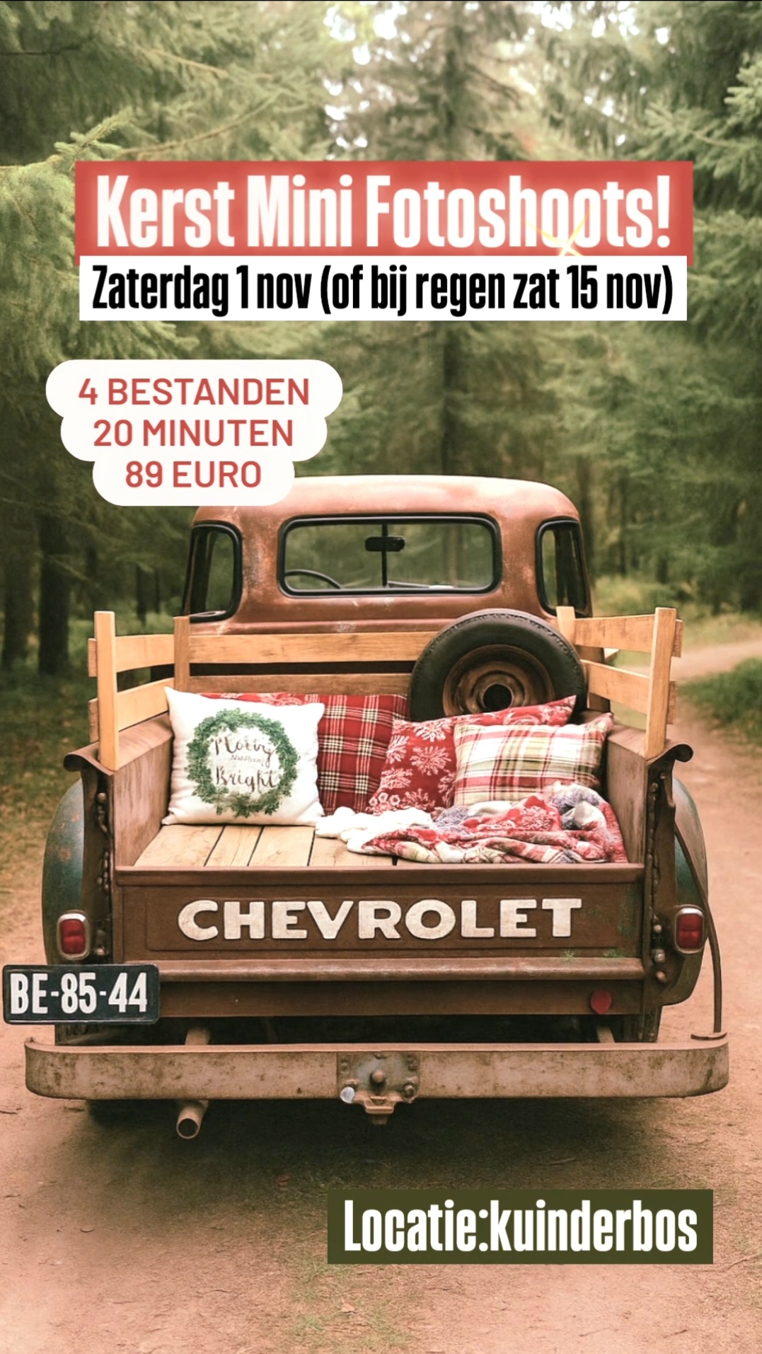 Kerst mini fotoshoot gezin familie pickup truck bos chevrolet gezinsshoot goedkoop friesland flevoland.jpg